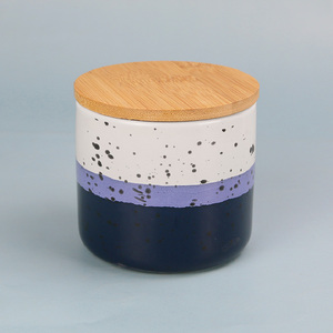 Tùy Chỉnh Nhà Bếp Thực Phẩm Trà Đường Cà Phê Canister Gốm Kín Lưu Trữ <span class=keywords><strong>Jar</strong></span> Set Với Nắp Bằng Gỗ - Product Image 2