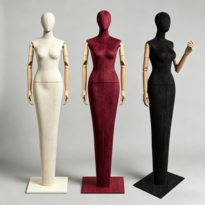 Maniquí Femenino <span class=keywords><strong>de</strong></span> Terciopelo con Brazos Articulados <span class=keywords><strong>de</strong></span> <span class=keywords><strong>Madera</strong></span>, Forma <span class=keywords><strong>de</strong></span> Vestido Largo y Delgado para Exhibición <span class=keywords><strong>de</strong></span> Vestidos <span class=keywords><strong>de</strong></span> Noche en Escaparates <span class=keywords><strong>de</strong></span> Boutiques - Product Image 5