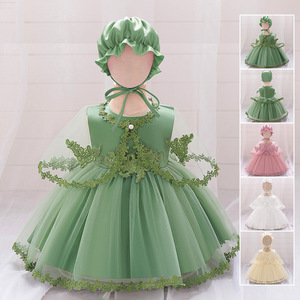 Abito da Battesimo per Bambine con Mantellina in Pizzo, Ricami in Tulle, Perle, Vendita all'Ingrosso, Abbigliamento per Bambini - Product Image 5