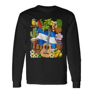 Camiseta de Manga Larga con la Bandera de Nicaragua, Raíces Nicaragüenses, Herencia - Product Image 1