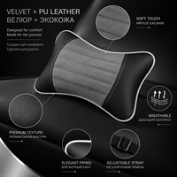 Coussin de Voyage Ergonomique Luxfit Monaco en Mousse à Mémoire de Forme, Lot de 2, en Cuir PU et Velours, pour Appuie-tête de Voiture, avec Ventilation et Soutien