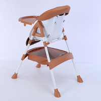 Chaise haute multifonctionnelle réglable à double plateau avec siège en PU et panier de rangement pour nourrissons et bébés