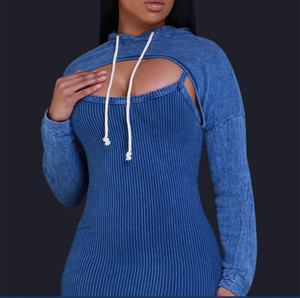 KY 2024 élégant femmes longue robe de soirée lavé à l'acide Jersey grande taille Sexy à manches longues avec fente latérale pour le printemps - Product Image 3