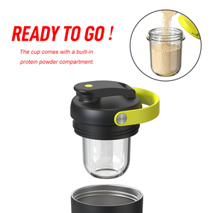 Set de Vasos Mezcladores de Proteínas de <span class=keywords><strong>Doble</strong></span> Capa Tritan con <span class=keywords><strong>Compartimento</strong></span> Portátil para Polvo, Recipiente de Acero Inoxidable 304 - Product Image 2