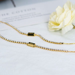 Bracelet tennis en acier inoxydable tendance plaqué or 18 carats avec zircon, vente en gros personnalisée, bijoux Zhishang pour femmes, cadeau - Product Image 4