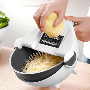 Vente en gros : Nouveau Râpe à légumes manuelle multifonctionnelle écologique 9-en-1 avec double panier de drainage - Product Image 1