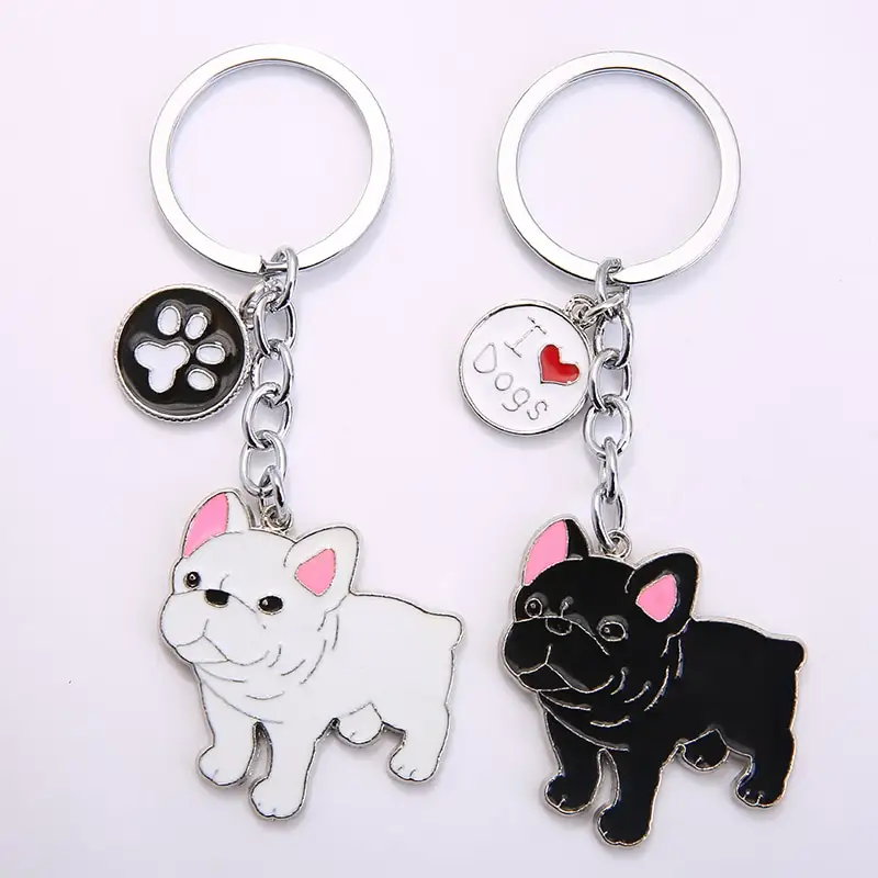 Pet Dog Car Keychain Key Ring Bag Car Keyring Great Dane Bulldog Pendant Key Chains Metal Custom For Women Men Girls Gifts