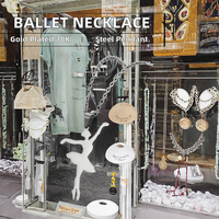 Collier pendentif danseuse de ballet en acier inoxydable pour femme avec chaîne à maillons, bijoux sportifs de gymnastique artistique