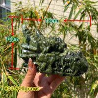Artisanat en cristal naturel, têtes de dragon en jade XiuYan sculptées, pierres précieuses, dragon serpentine pour la guérison et l'amour, décoration intérieure
