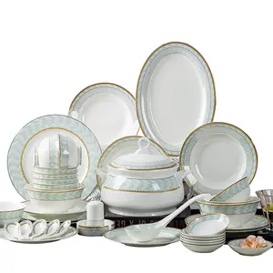 Large Size Luxury Household Bone China Tableware With Individual Free Matching Gold Rim Ceramic Dinnerware
