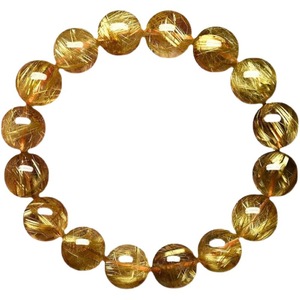 Bracciale con <span class=keywords><strong>perline</strong></span> di quarzo rutilato dorato naturale, bracciale di cristallo curativo alla moda <span class=keywords><strong>per</strong></span> donna - Product Image 4