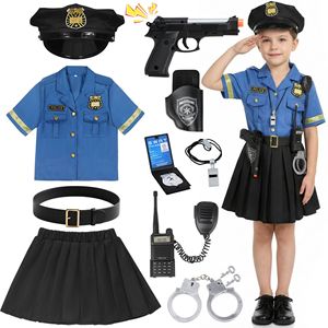 Ensemble de robe de <span class=keywords><strong>police</strong></span> pour femmes, robe d'été en polyester à manches courtes cintrée à <span class=keywords><strong>la</strong></span> taille, costume de performance pour fête d'Halloween - Product Image 1