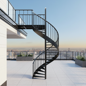 <span class=keywords><strong>Escalier</strong></span> <span class=keywords><strong>en</strong></span> spirale extérieur de luxe moderne avec garde-corps intégré pour l'aménagement paysager extérieur de villa - Product Image 3