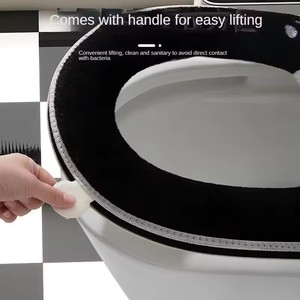 Funda para asiento de inodoro para el hogar, lavable, ecológica, impermeable, universal para las cuatro estaciones, cojín cálido para inodoro de invierno, suave y con diseño de panda. - Product Image 5