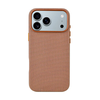 Coque de Téléphone TechWoven Personnalisable avec Logo, Fonction Cordon pour iPhone 17, Texture Lin pour iPhone 17 Pro Max