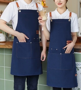 Tablier de Chef Unisexe avec Bretelles et 4 Poches, Sangle Réglable pour Cuisine, Jardinage, Pâtisserie, Travail - Product Image 4