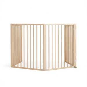 Juego de puertas para perros de 63 pulgadas Corral Plegable para Mascotas de Madera de Álamo Marrón, Uso en Interiores, Estilo Moderno, Forma Rectangular - Product Image 1
