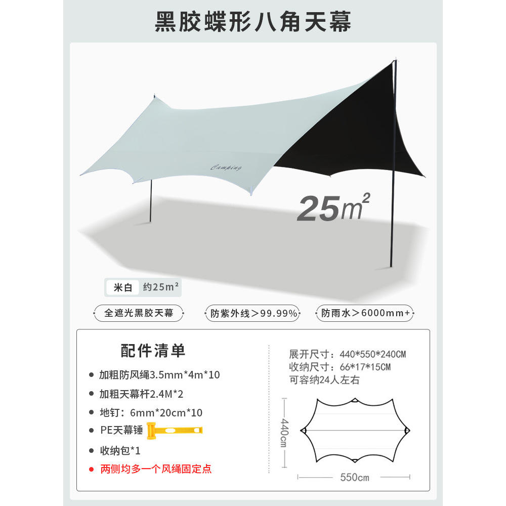 Octagonal Black Vinyl Canopy