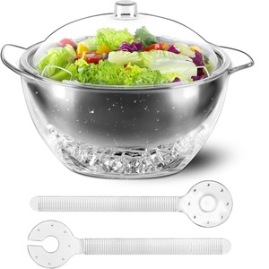 Couverture de réfrigérateur pour salade en gros, bol à salade en plastique avec couvercle et fourchette - Product Image 1