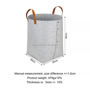 Panier de rangement en feutre, panier en feutre pliable, panier de rangement pour le linge avec poignée en PU - Product Image 4