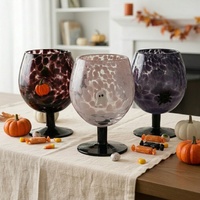 Gelas Jus Kaca Kristal Desain Leopard Print Kustom Pabrik Samyo Vintage, Gelas Koktail Tebal Halloween dengan Ikon 3D