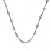 Gemnel lujo 925 plata esterlina chapado en oro pavé turquesa collares