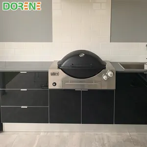 2021 Dorene Modular Modern Black Outdoor BBQ Kitchen