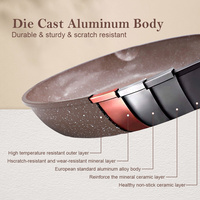 Ensemble de casseroles et poêles en céramique marron antiadhésives en granit, robustes, en aluminium moulé, sans PFAS, écologiques, pour la maison, OEM