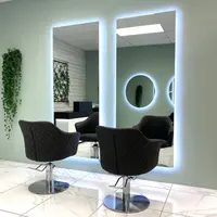 Espejo grande de peluquería de barbería con retroiluminación LED