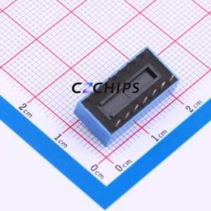 2.54-7P CJPB-L DIP Switch Through hole Component (THT) Switch Flat Toggle, Raised Type Single Pole Single Throw 7 PC Pin - Product Image 2