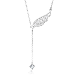 Fashion Unique Angel Wings Necklace 925 Sterling <strong>Silver</strong> <strong>Long</strong> Tassel Y-Shaped Clavicle <strong>Chain</strong> for Women High-end Jewelry Gift - Product Image 1