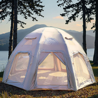 Nouvelle tente de camping gonflable double couche en coton, moins chère, deux chambres, résistante à l'eau et respirante