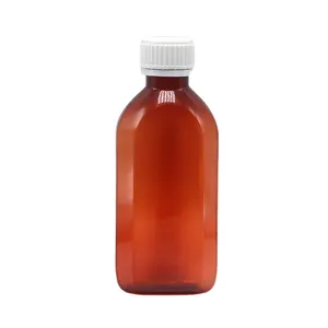 Pharma Pet/Pcr Plastic Transparante Donkere Amber Medicijnfles Voor Vloeibare Siroop Fles Met Crc Dop
