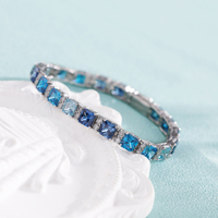 Dropshipping Bracelet Tennis Moissanite VVS D avec Zircon Bleu Hip Hop en Argent Sterling 925 Brillant Charm Bijoux Fins