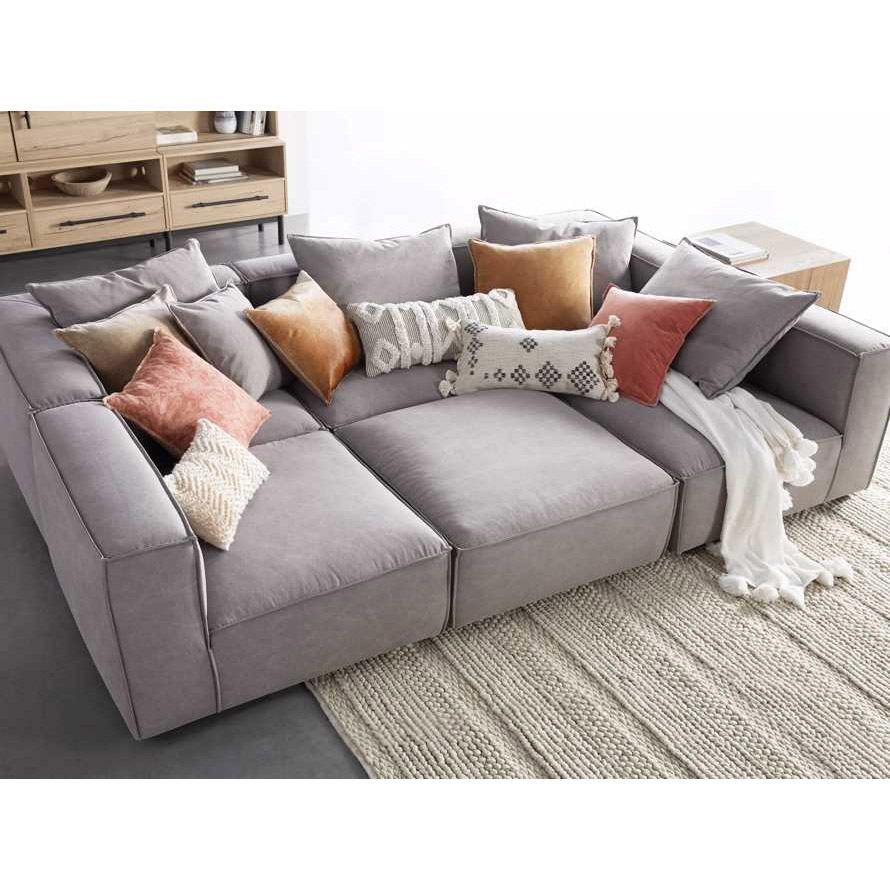 Nordic Style Home Furniture Design Lounge Modular Luxury Fabric Ottoman 6 Seat Living Room Sofas