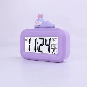 <b>LED</b> Electronic Smart Cartoon Digital Alarm <b>Clock</b> LCD Display Snooze Function Battery Operated for Studying Time Management - Product Image 6