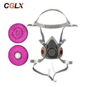 قناع تنفس نصفي CGLX 6200+2097 للحماية من الرذاذ الكيميائي والطلاء واللحام والغبار مع فلتر وردي - Product Image 1