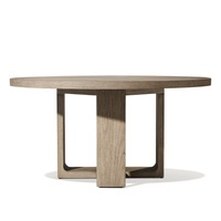 Mesa de Jardín de Diseño Simple, Mesa de Balcón para Todo Clima, Mesa de Comedor Redonda de Teca para Exteriores