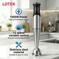 Mixeur Plongeant Électrique Multifonctionnel à Bouton Poussoir, Lames en Acier Inoxydable, 12 Vitesses Variables, en Plastique, pour Usage Domestique