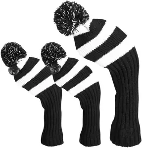 ชุดคลุมหัวไม้กอล์ฟคลับคอยาวมีป้ายตัวเลขสีดำขาว - Product Image 1