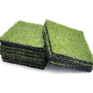 30cm High density Splicing Artificial Grass Tiles PP/PE Material 30mm Pile Height for Landscaping Garden Sports