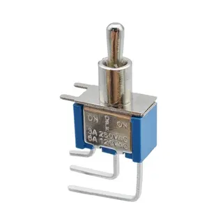 Blue mini toggle switch 90 degree 3 way on-off-on momentary toggle switch with 3 bend pin