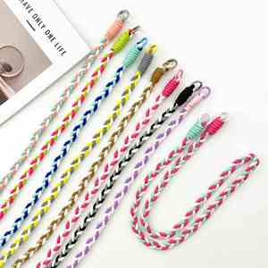 Cordon de téléphone réversible en gros, sangles tissées contrastées, design universel à porter en bandoulière pour smartphones - Product Image 1
