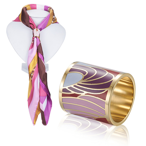 Anneau de fermeture d'écharpe en acier inoxydable émaillé coloré personnalisé à la mode pour dames Anneau de manche élégant en acier inoxydable-pour cadeau - Product Image 2