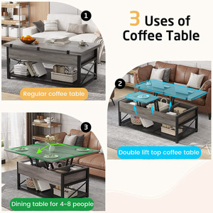 Cross-border wooden multi-functional height-adjustable folding coffee <b>table</b>, home indoor living room coffee <b>table</b>, large - Product Image 3
