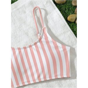 FOXA Conjunto de bikini a rayas de 2 piezas para niñas, top de baño con tirantes finos y parte inferior tipo tanga, trajes de baño bonitos para adolescentes - Product Image 5