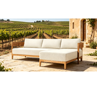 Canapé modulaire en teck de style luxueux haut de gamme en forme de L, style campagnard britannique, ensemble de meubles de jardin extérieur