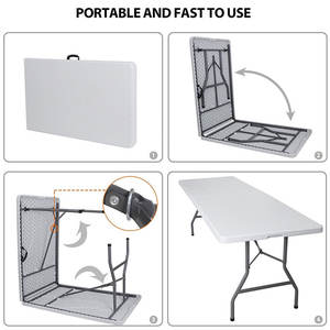 Table pliante d'extérieur en gros, table pliante en plastique portable pour fête, pique-nique, camping, repas - Product Image 3