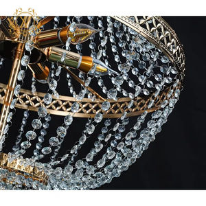 Nouvelle source de lumière LED fer métal placage cristal perle rideau lustre verre matériel mariage événement scène plafond décoration - Product Image 4