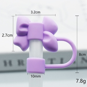 Nouvelle capuchon de protection anti-poussière en silicone réutilisable pour pailles, motif dessin animé, accessoire pour boissons de fête - Product Image 4
